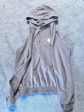 Number Nine Gray Skull Logo Hooded Sweatshirt